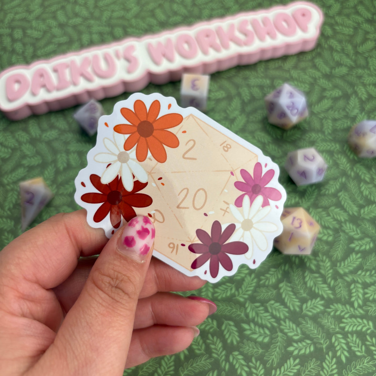 Lesbian Pride d20 Glossy Vinyl Sticker