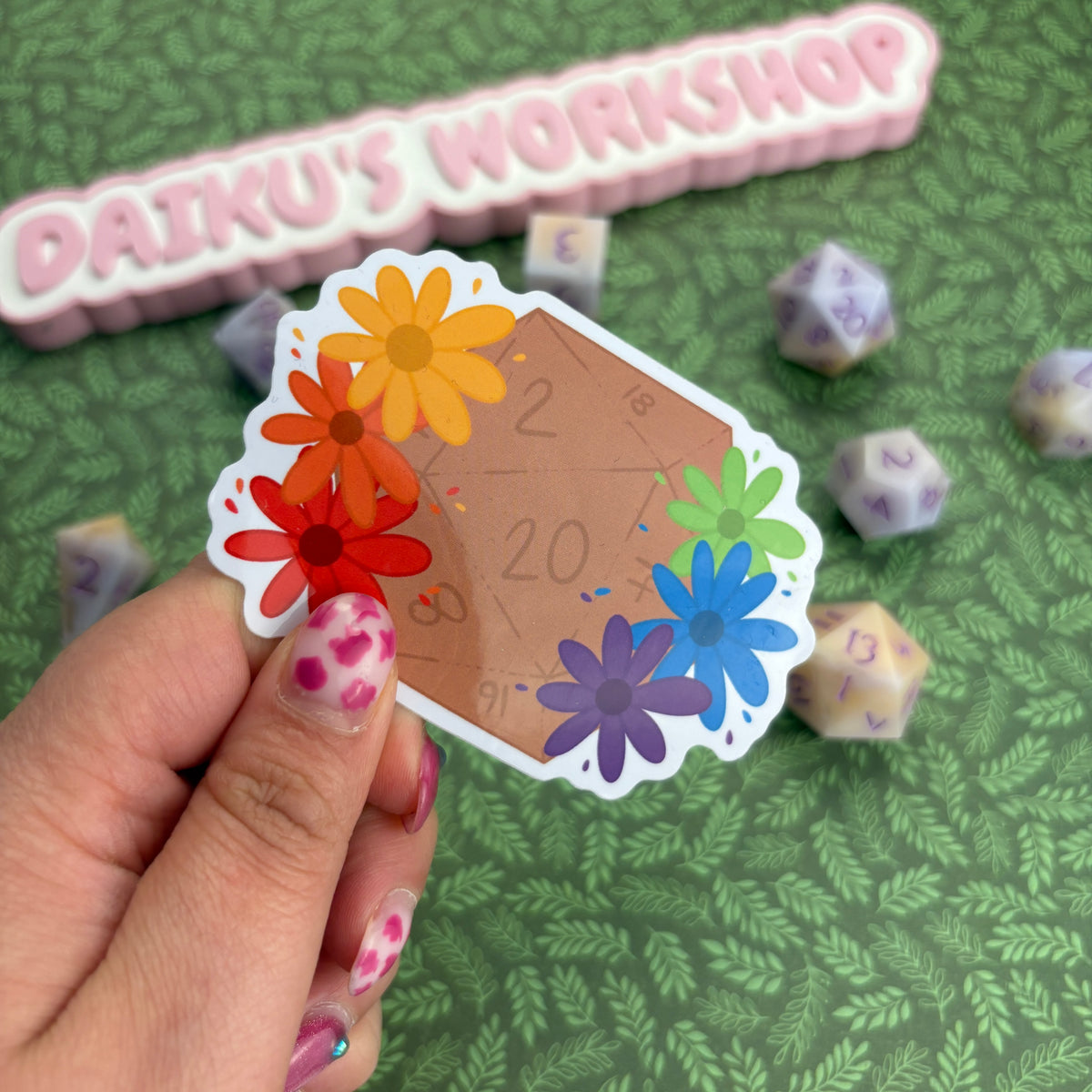 Rainbow Pride d20 Glossy Vinyl Sticker