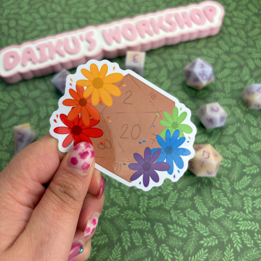 Rainbow Pride d20 Glossy Vinyl Sticker