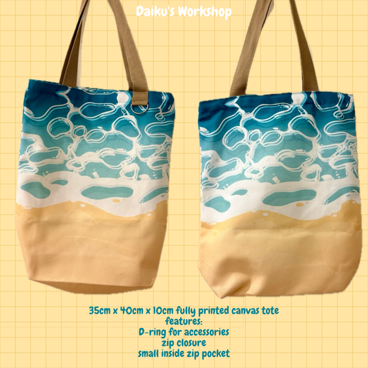 'Beach Day' Canvas Tote Bag