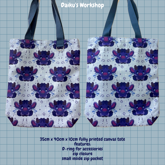 'Blueberry Cow' Canvas Tote Bag