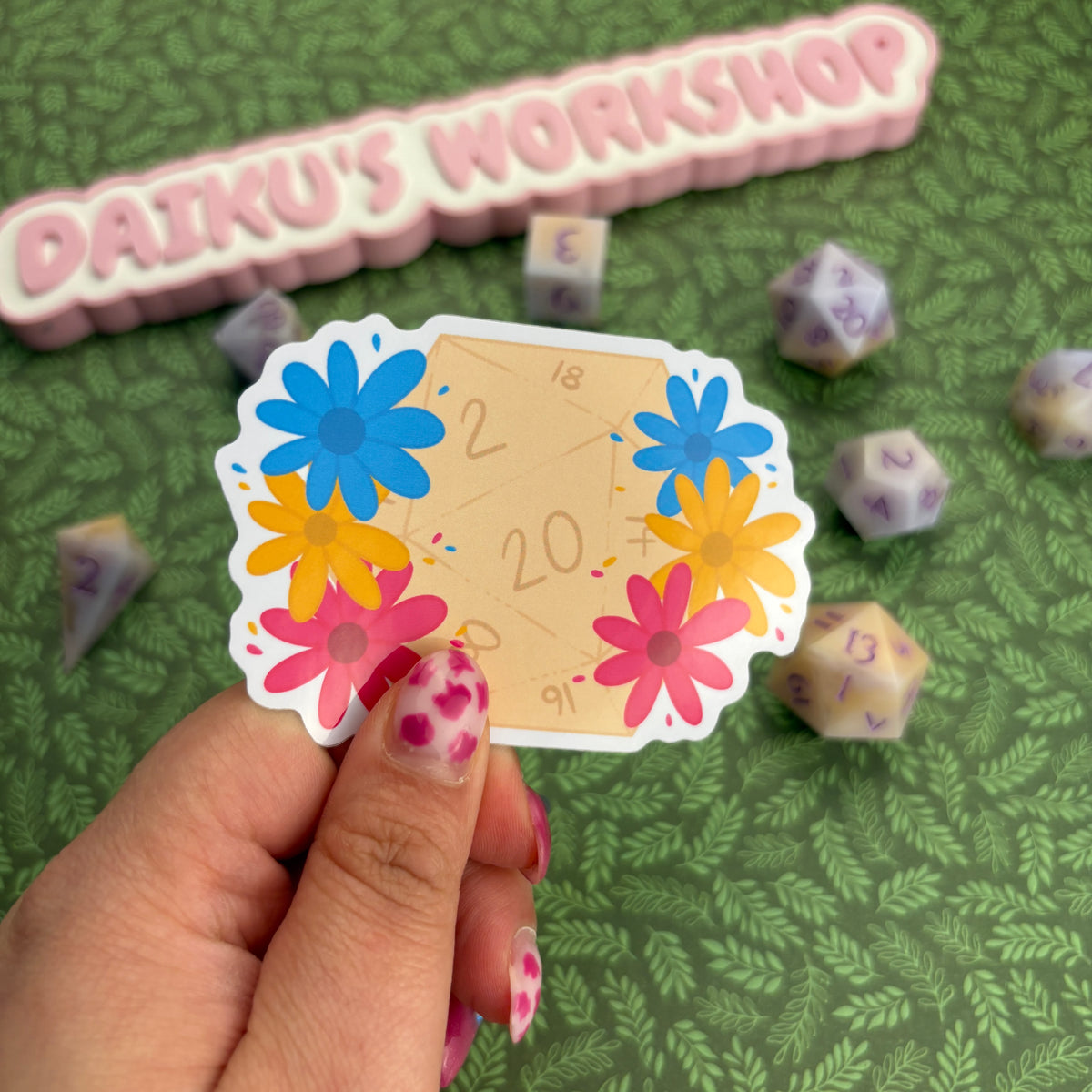 Pansexual Pride d20 Glossy Vinyl Sticker
