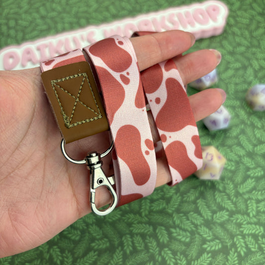 Strawberry Cow Print Lanyard