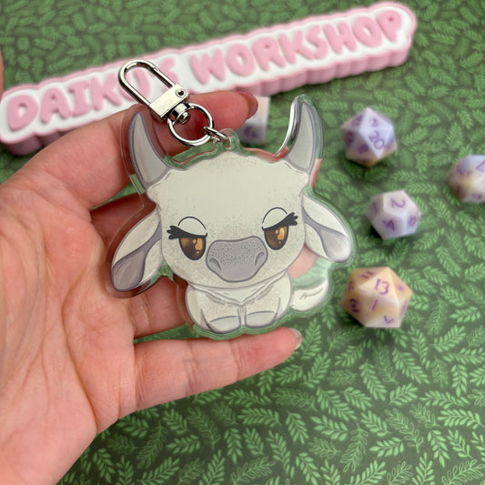 White Brahman Cow Keychain
