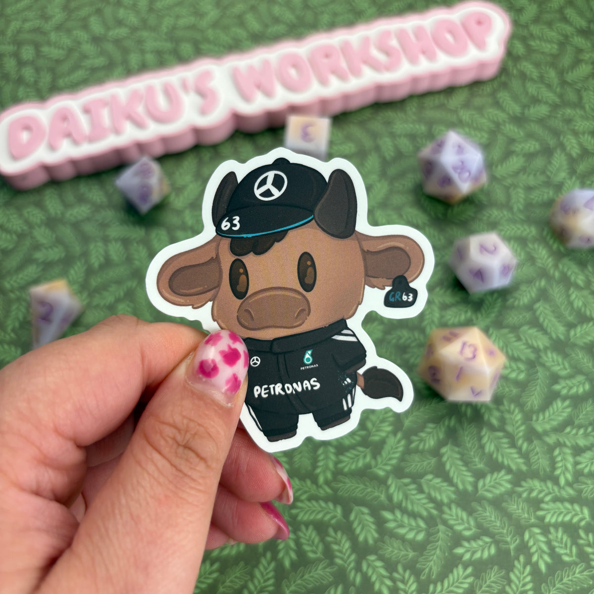 F1 Cows ‘George Russ-moo’ Matte Vinyl Sticker