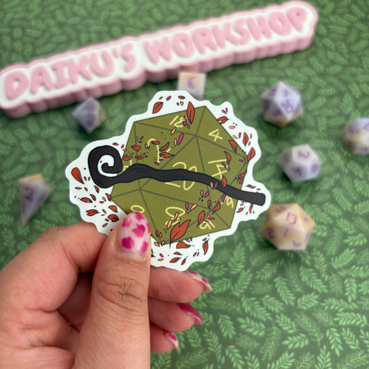 Druid d20 Matte Vinyl Sticker
