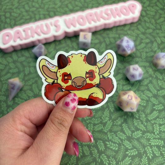 Red Apple Cow Sticker
