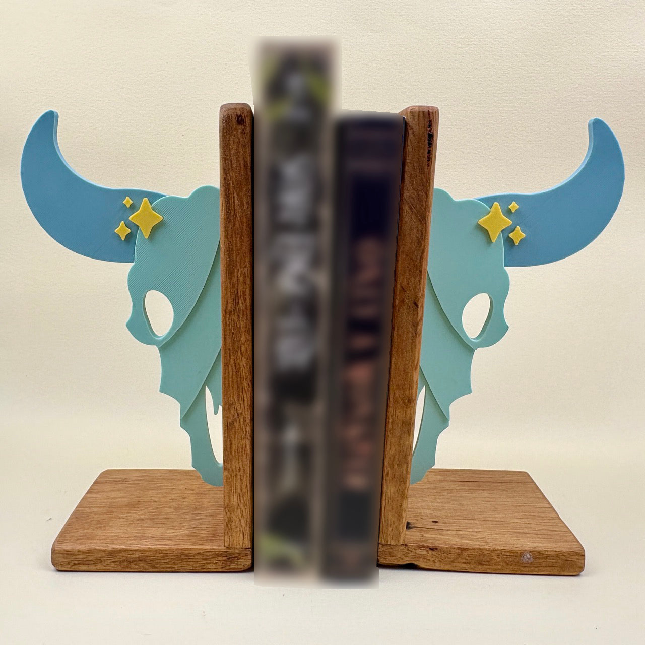 Blue Moon Cow Skull Bookends
