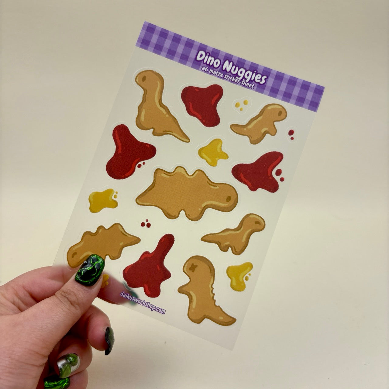 Dino Nuggets A6 Clear Matte Vinyl Sticker Sheet