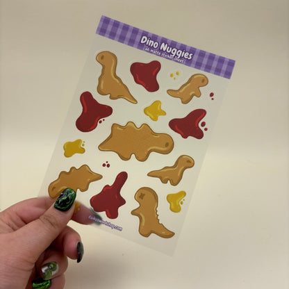 Dino Nuggets A6 Clear Matte Vinyl Sticker Sheet