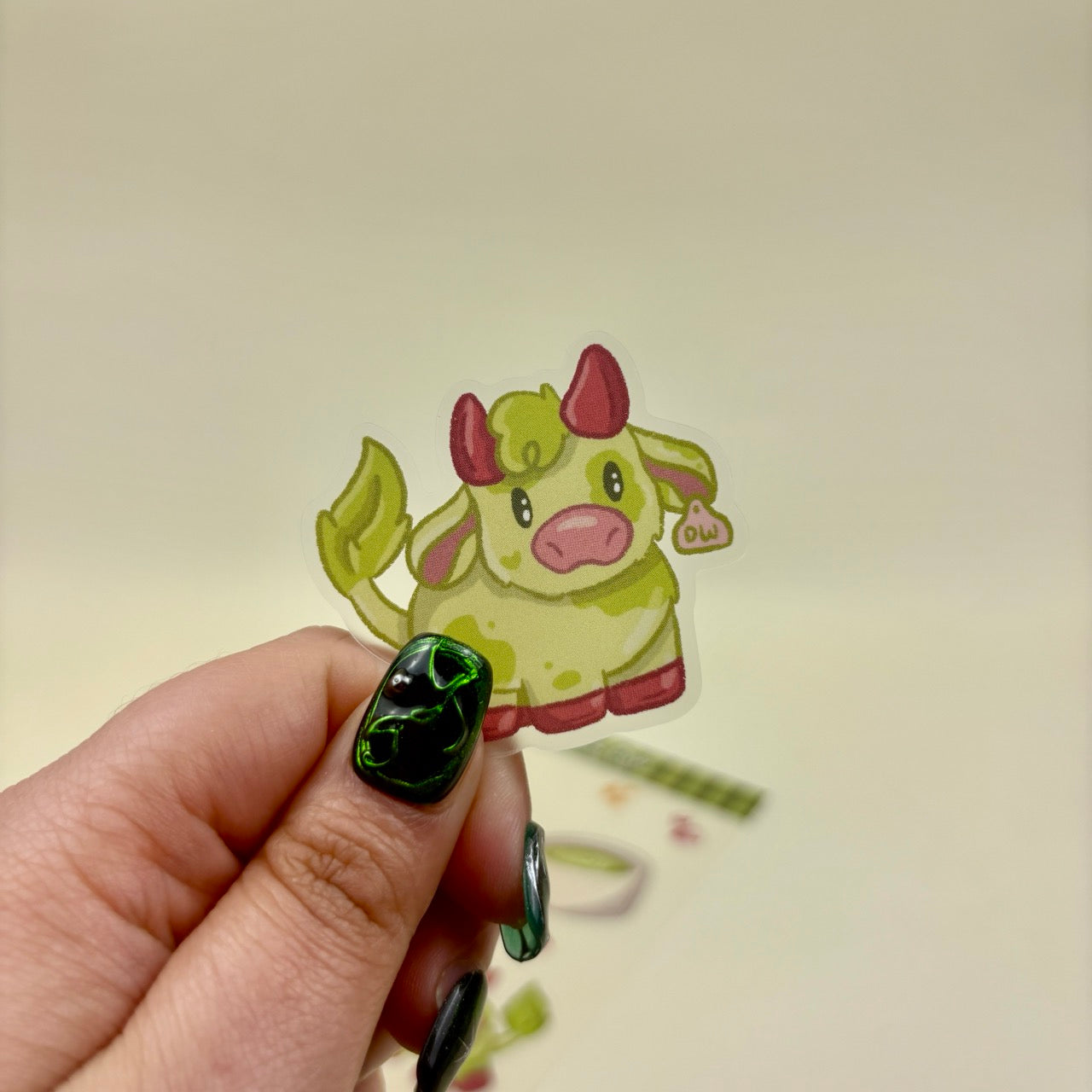 Matcha Cow A6 Clear Matte Vinyl Sticker Sheet