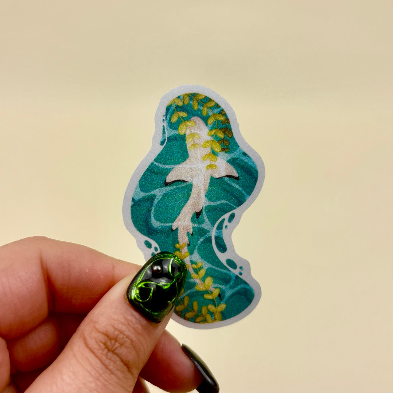 Tranquil Shark Matte Glitter Sticker