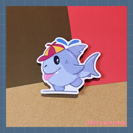 Playful Shark Friend Glossy Vinyl Sticker