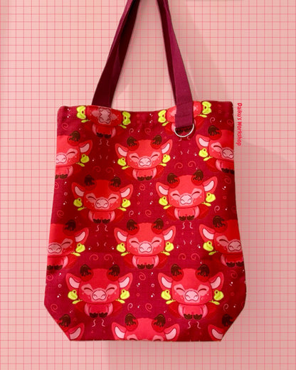 'Strawberry Cow' Canvas Tote Bag