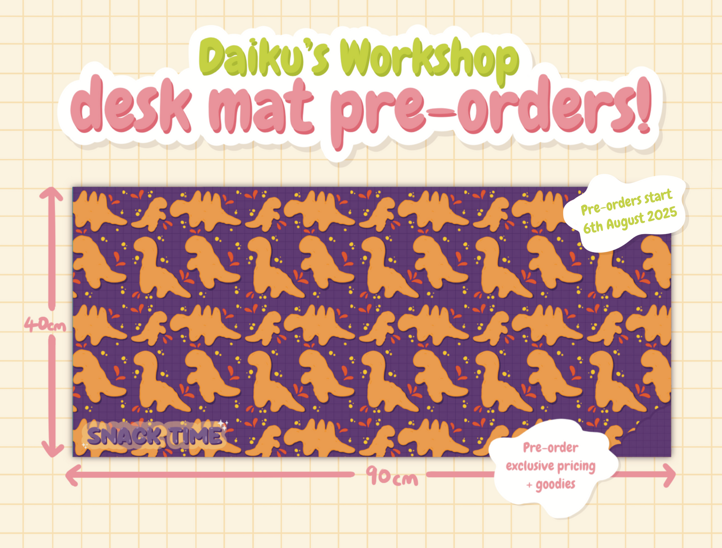 [PREORDER] Dino Nugget "Snack Time" Desk Mat