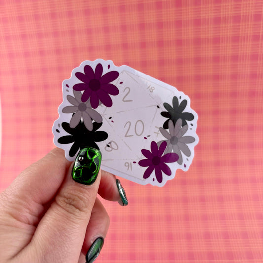 Asexual Pride d20 Glossy Vinyl Sticker