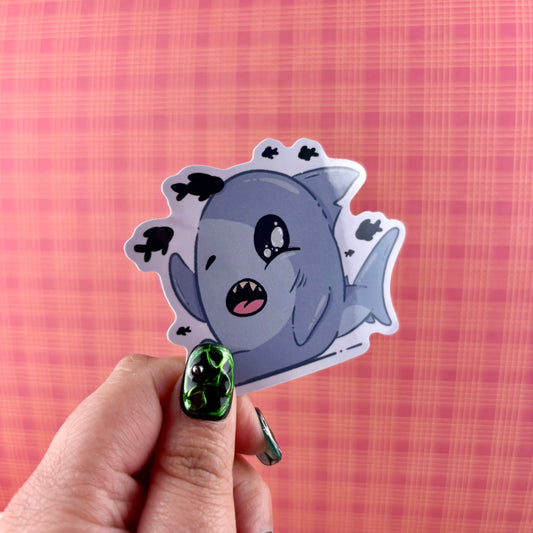 Curious Shark Friend Glossy Vinyl Sticker