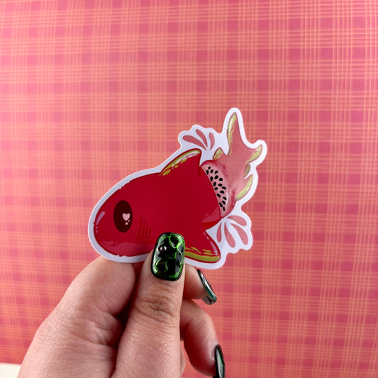 Dragon fruit Shark Glossy Vinyl Sticker