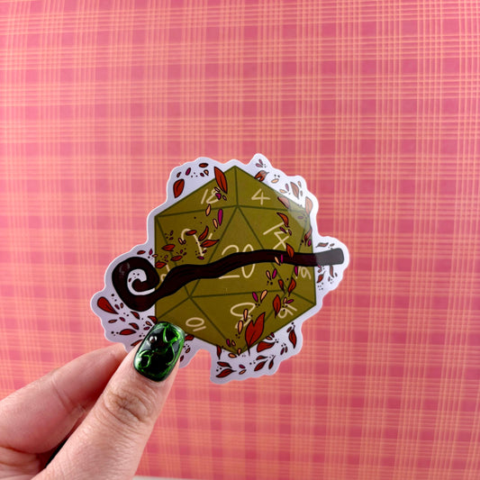 Druid d20 Glossy Vinyl Sticker