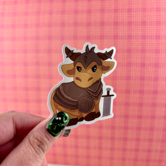 Fighter DnD Cow Sticker