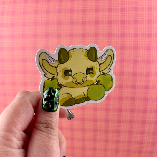 Green Apple Cow Sticker