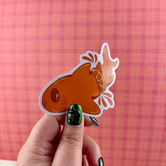 Orange Shark Glossy Vinyl Sticker