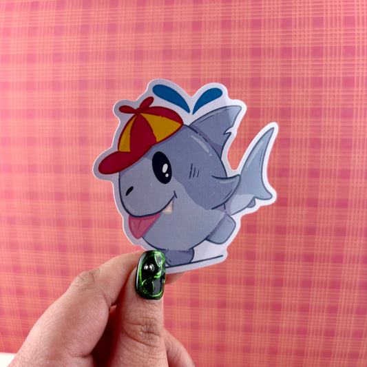 Playful Shark Friend Glossy Vinyl Sticker