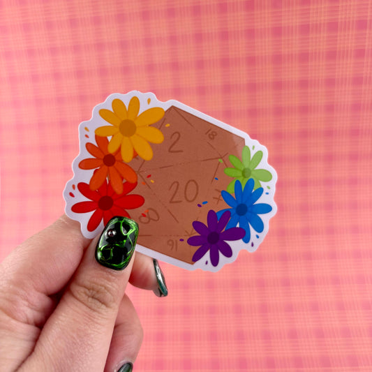 Rainbow Pride d20 Glossy Vinyl Sticker