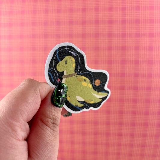 Space Dino Matte Glitter Vinyl Sticker